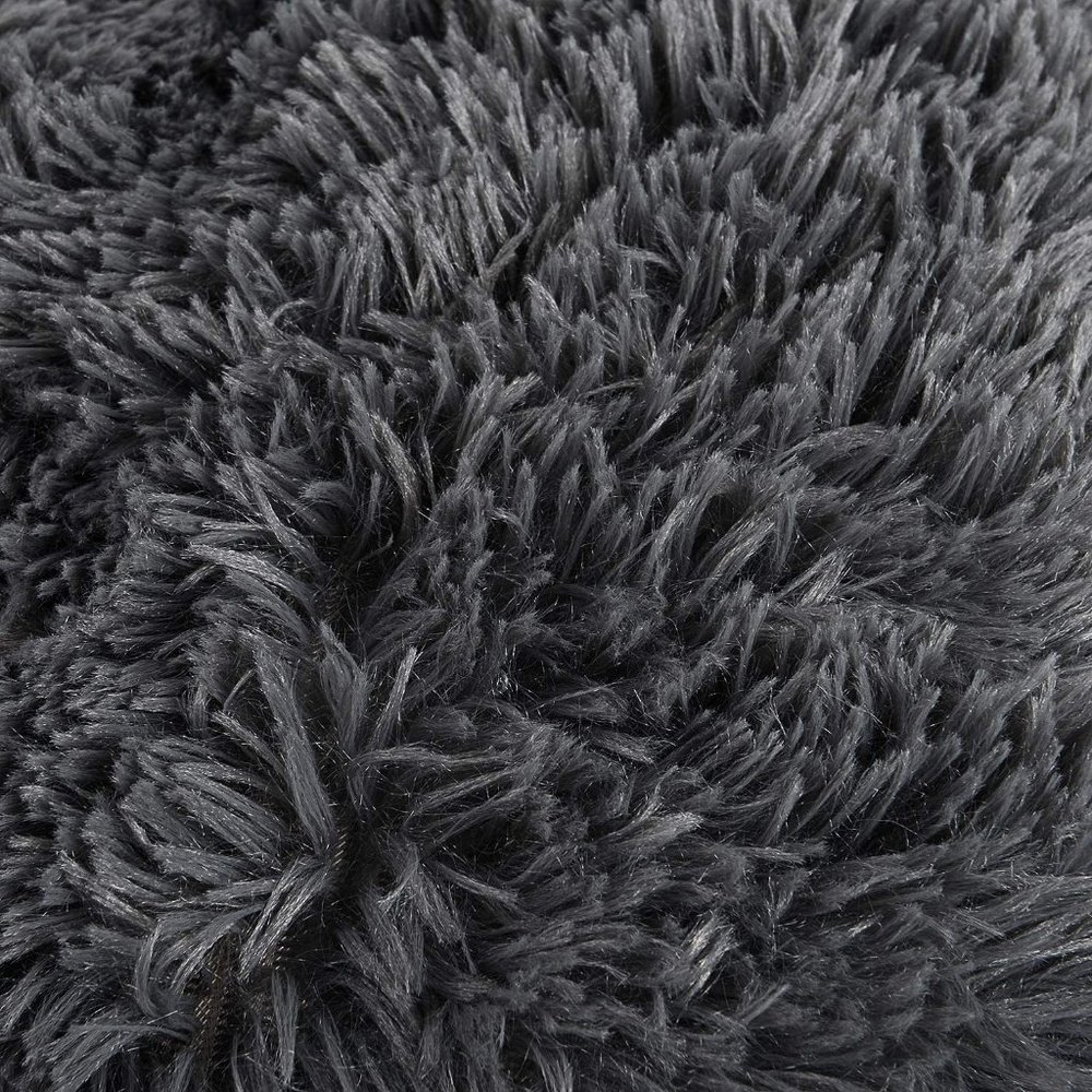 Deep Gray Luxury Furry Soft Adorable Trendy Pompom Throw Pillow Decor Cover Set - Picture 4 of 8